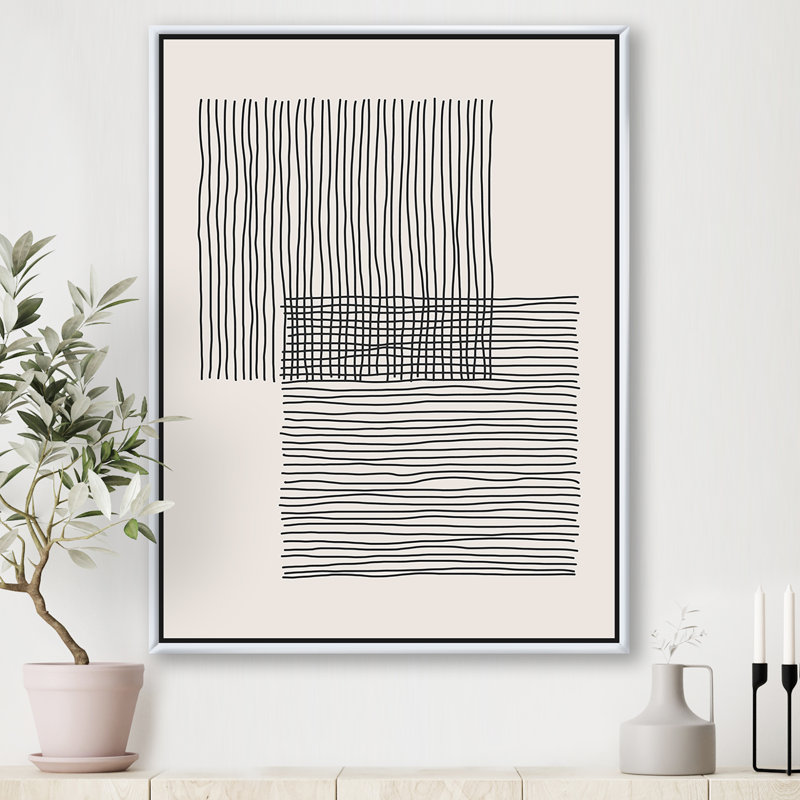 Minimal Geometric Lines and Squares II - reproduction sur toile, H 20 po x l 12 po x P 1 po, Toile encadrée d'or