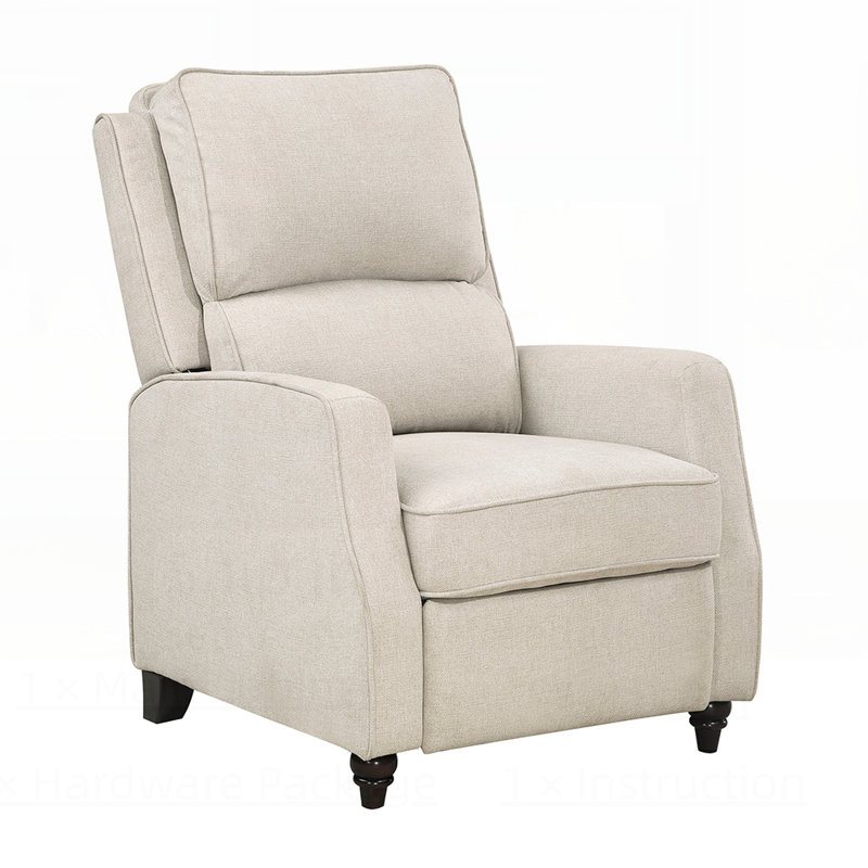 Comfortable Fabric Upholstered Push Back Reclining Chair with Solid Wood Frame, Ideal for Relaxation and Style in Any Living Space.