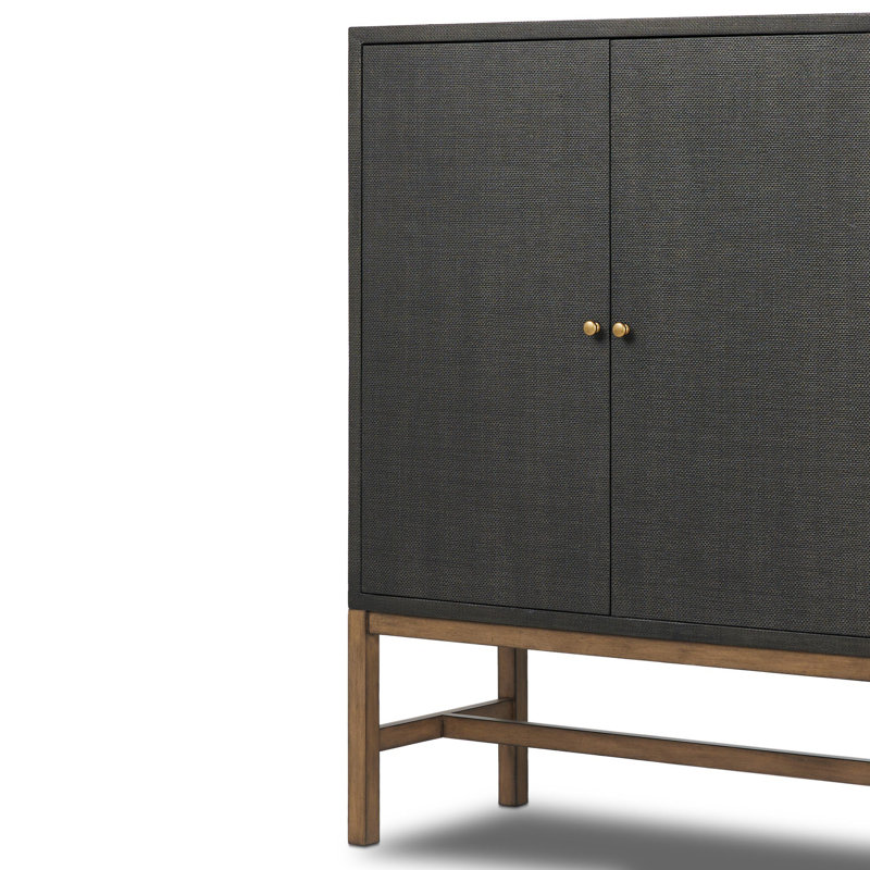 Fiona Bar Cabinet, Black Raffia