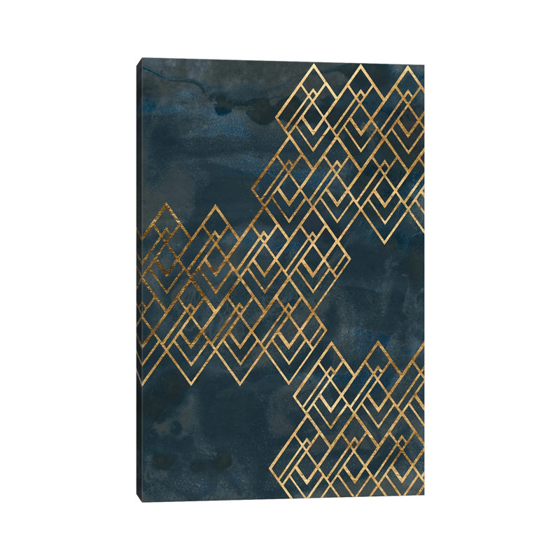 Deco Pattern In Blue I by June Erica Vess - Wrapped Canvas Painting, 66.04 cm H x 45.72 cm W