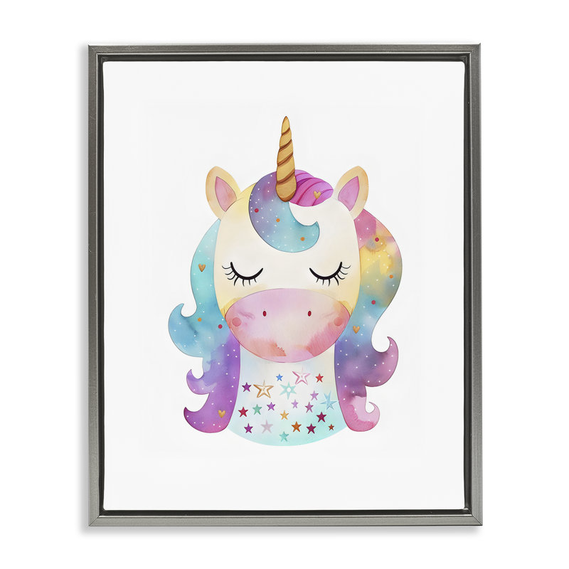 Cadre flottant Unicorn Nursery Fantasy, design LSR Design Studio, Cadre flottant gris lustré, H 21 po x l 17 po