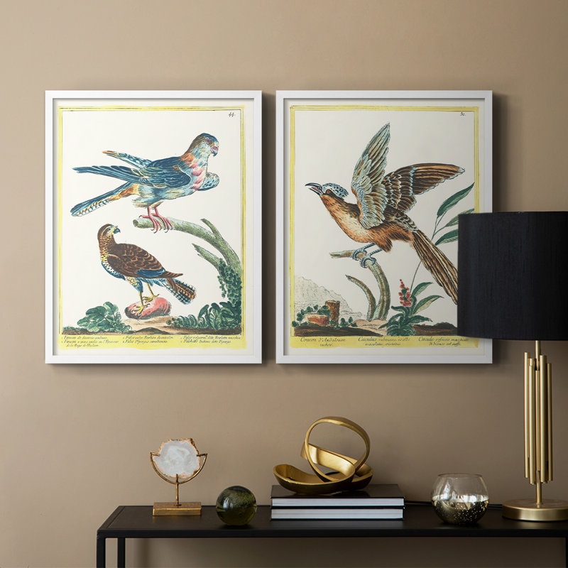 Pastel Birds III - reproduction encadrée de qualité supérieure - prête à être accrochée - aucun clou requis - aucun clou requis