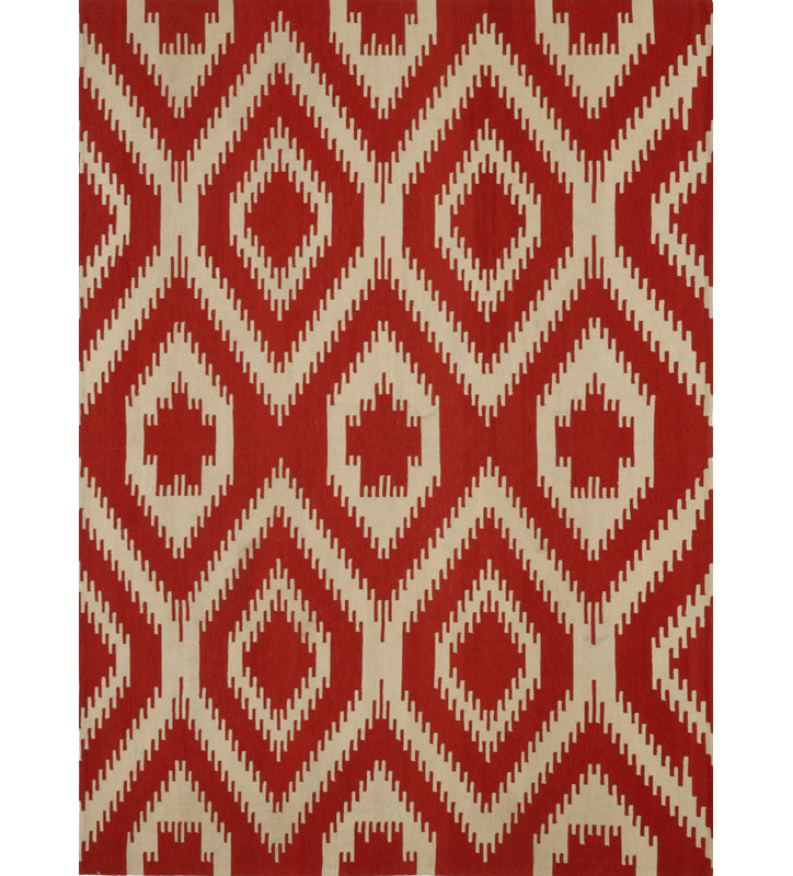 Geometric Area Rug in Red/Beige