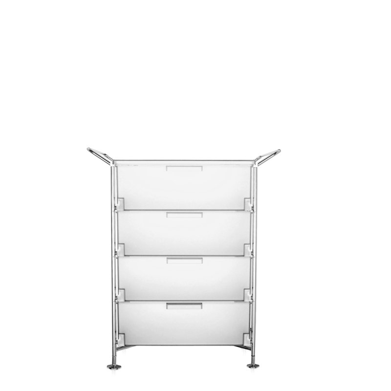 Mobil Storage Drawer, Translucent Ice, 4 Drawers with Open Shelf and Wheels