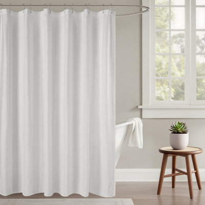 Soft Tufted Texture Chenille Stripe Shower Curtain