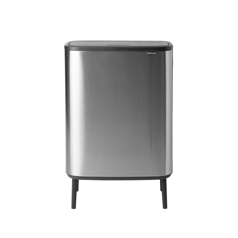 Brabantia Bo Hi Touch Top Trash Can, 16 Gallon, Matte Steel Fingerprint Proof