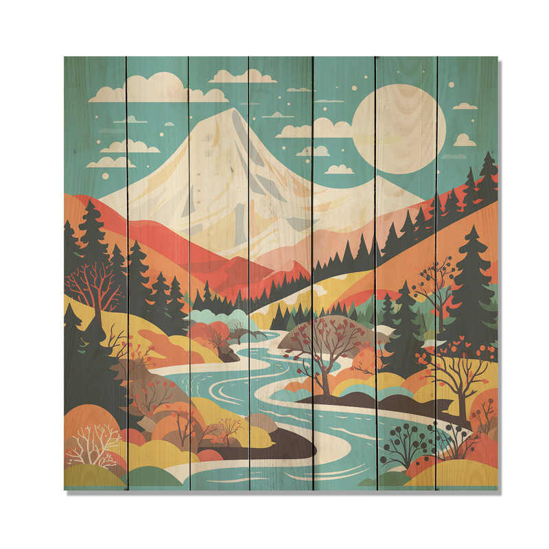 Bright Colorado Winter Peaks I - Fruits On Wood Print, 36" H x 36" W