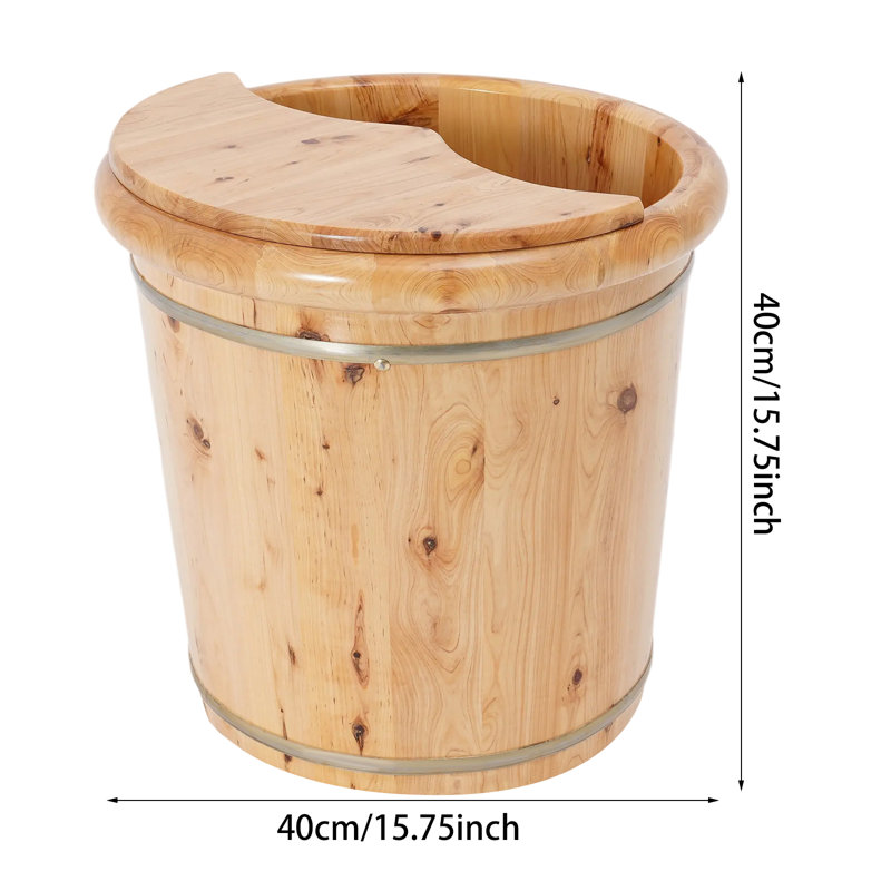 Footbath Bucket Footbath Barrel Wooden Footbath Bucket With Lid And Stool For Relieve Fatigue, Improve Sleep