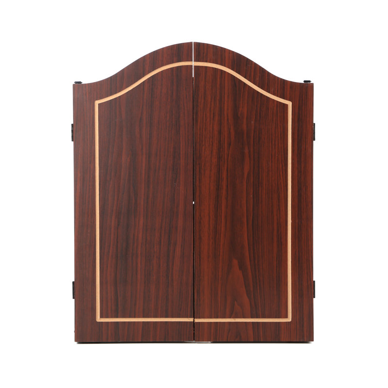 Walnut Finish Bristle Dartboard Cabinet Set with Steel-Tip Darts
