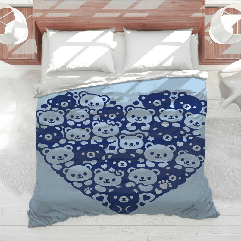 Édredon en forme de cœur avec motif d'ours, Simple extra long