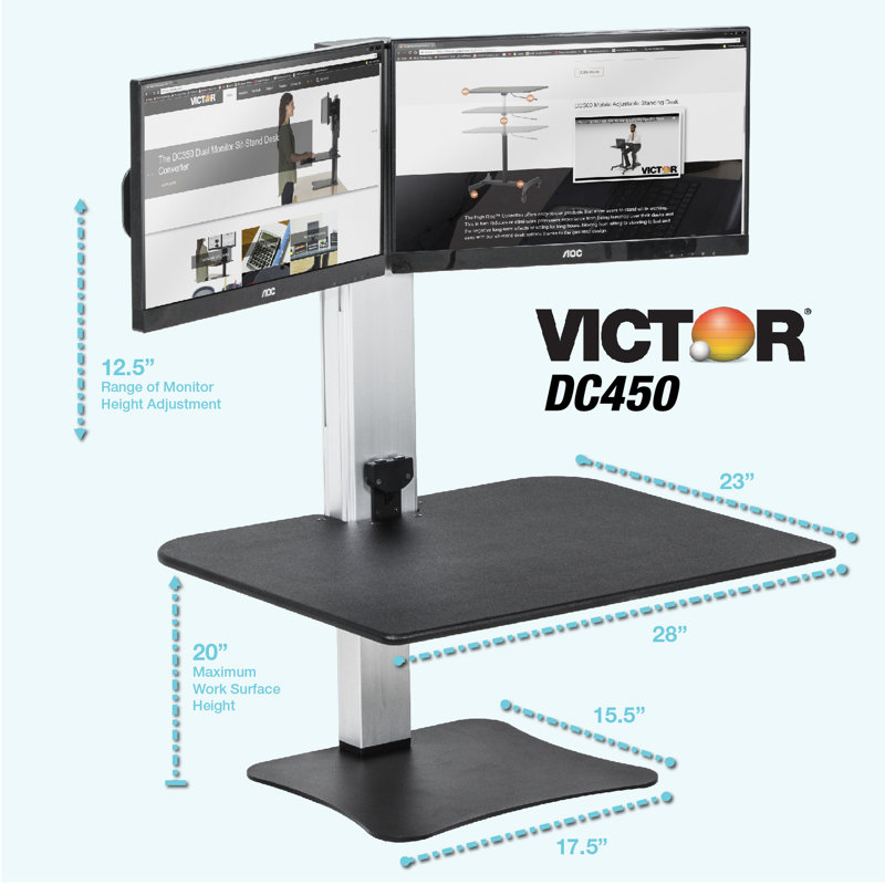 Octavius Adjustable Height Aluminium Standing Desk Converter