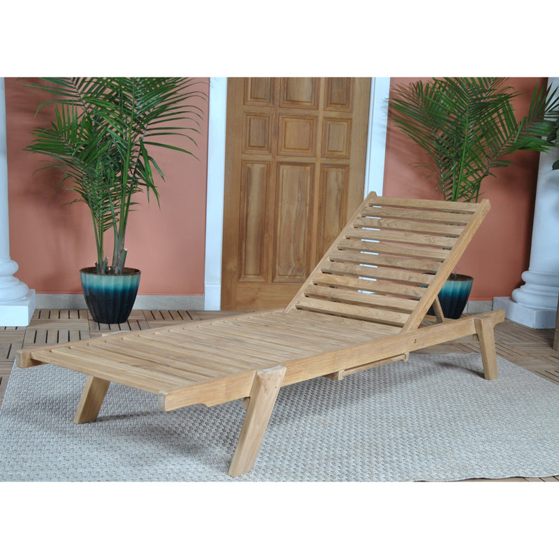 Chaise longue inclinable en teck Vasques