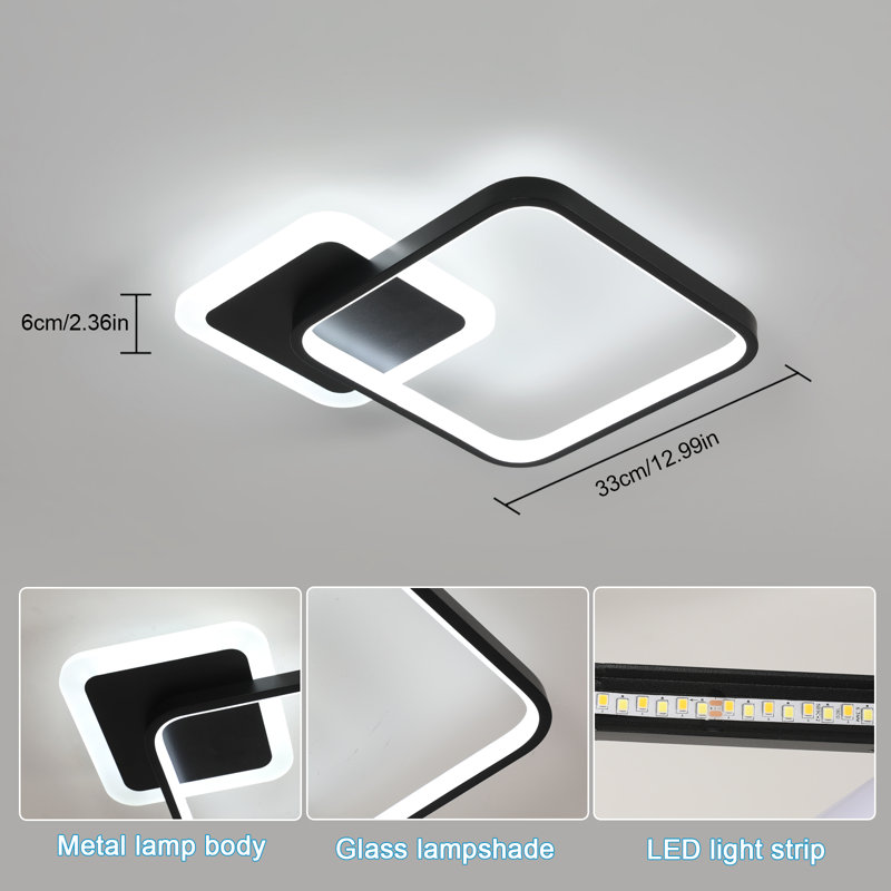 Square 33Cm LED Flush Mount With Remote