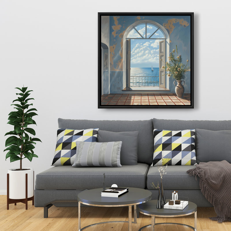 «The Door» - Art sur toile encadré bleu pour la décoration intérieure