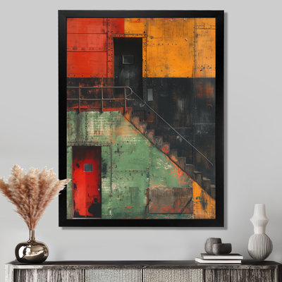 Impression d'art mural jaune et rouge commercial - Warehouse