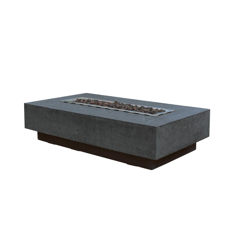 Hampton / Granville Outdoor Concrete Fire Pit 45,000 BTU - Includes Lava Rocks & PVC Cover, Natural Gas, Dark Gray