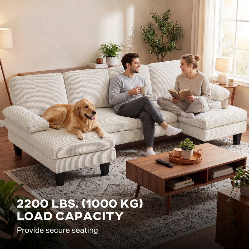 Canapé modulaire, canapé en U avec accoudoirs coussinés, beige, Beige
