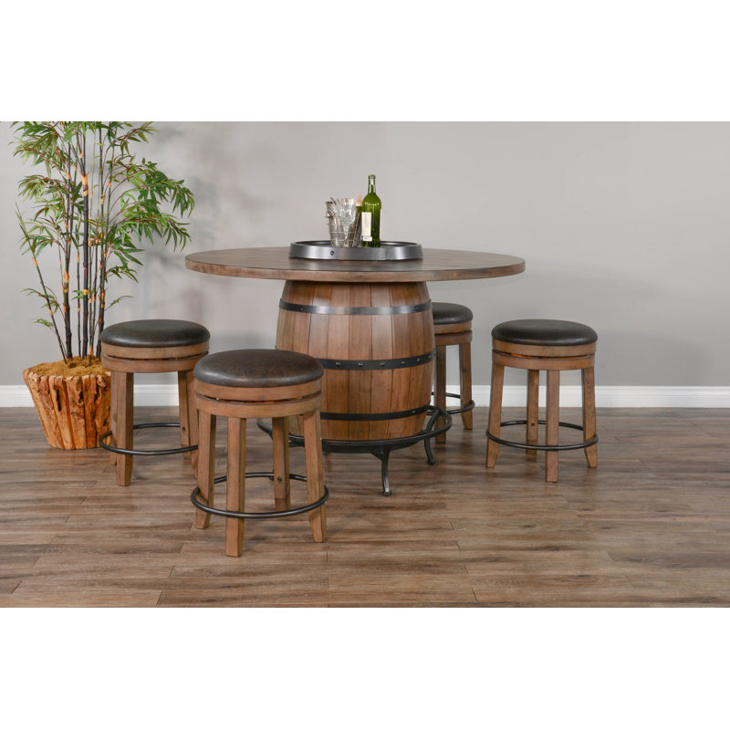 Isabel Mahogany Round Solid Wood Top Dining Table, Brown
