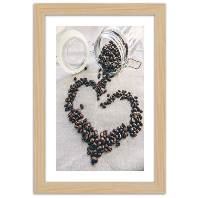 Coffee Heart Bean - Single Picture Frame Print
