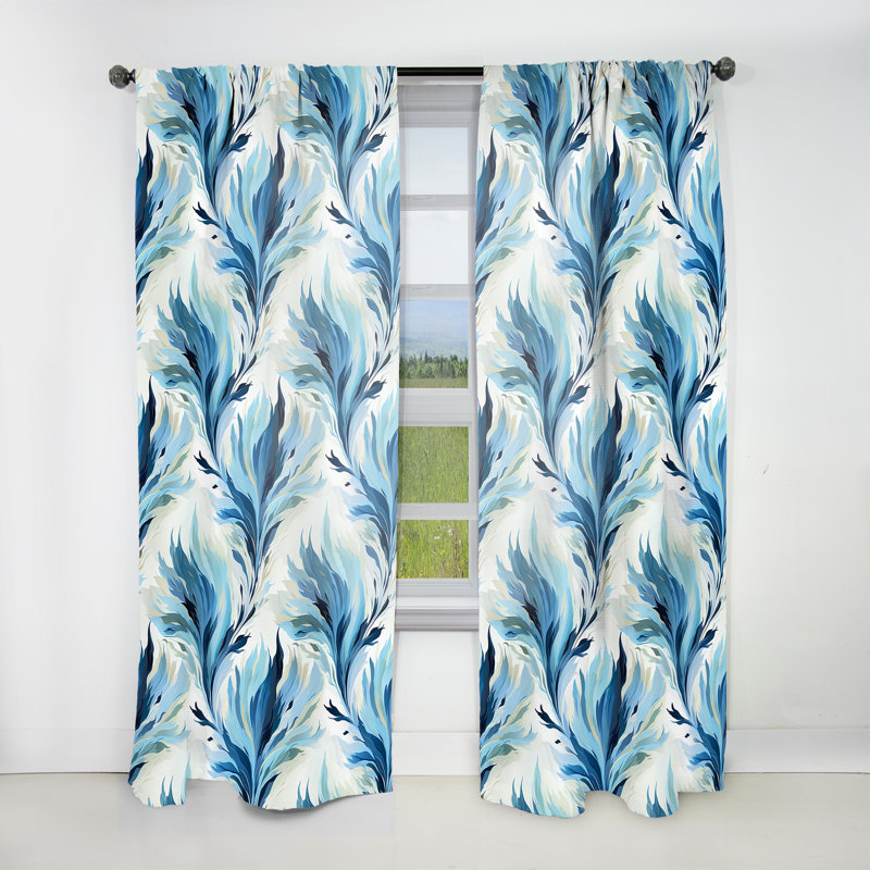 Ikat Breeze bleu et blanc - Rideau Ikat - Rideau obscurcissant Ikat - 1 panneaux, L 52 po x L 84 po
