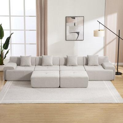 Modern Chenille Modular Sofa Set, Living Room Furniture