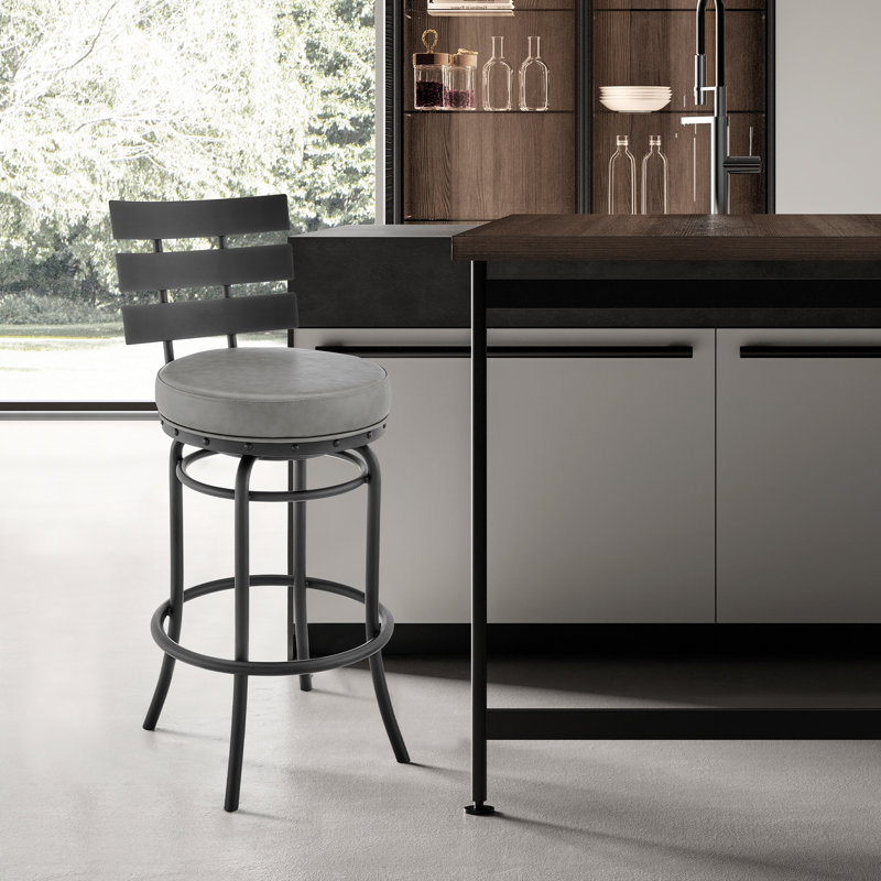 Tabouret pivotant Fadri, Noir / gris, Tabouret de bar (siège d'une hauteur de 30 po)