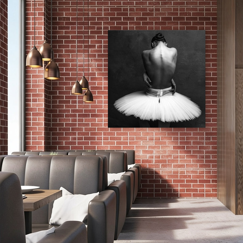 Affiche murale classique, délicate et dramatique représentant une ballerine de dos, H 48 po x l 48 po