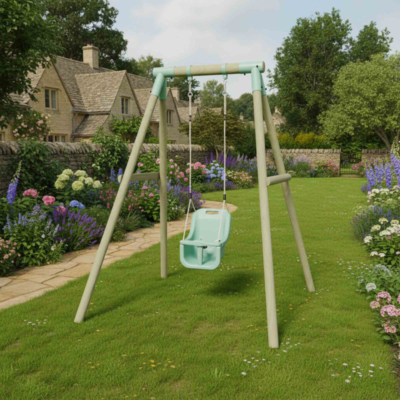 Mercia Wooden Round Pole Single Baby Seat Swing