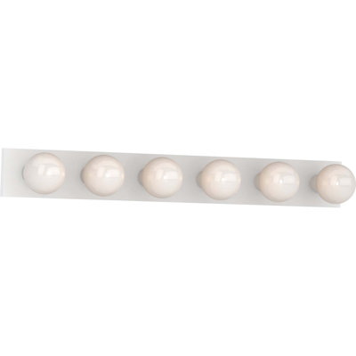 6-Light Indoor 36"W White Wall Mount Vanity Light Bath Bar