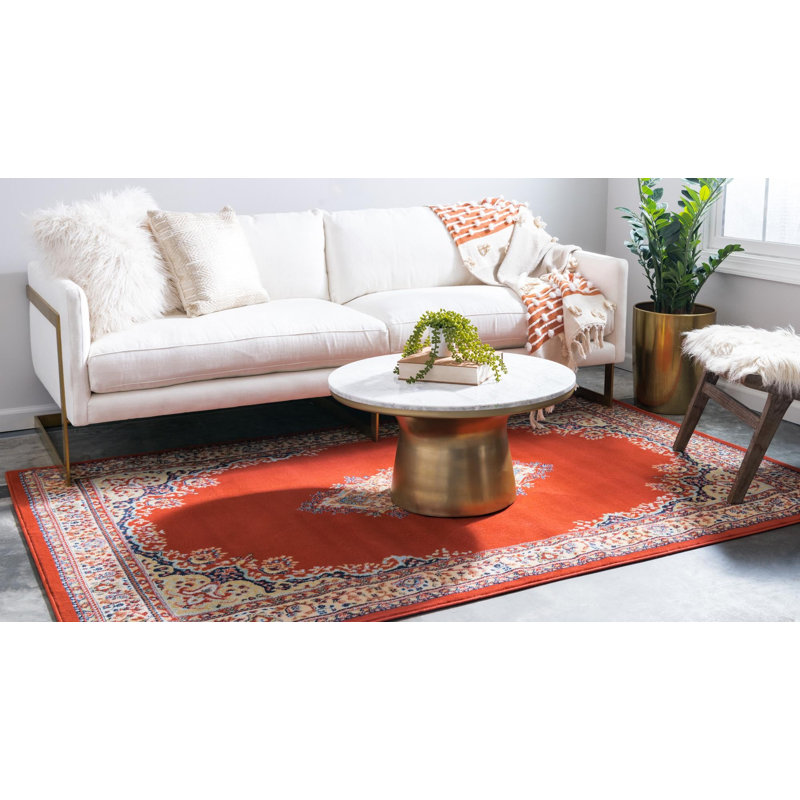 Tapis oriental noir Balthrop, Terracotta Red, Rectangle 2'2" x 3'