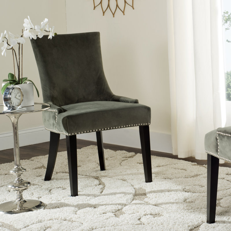 Gallager 19.5'' H Upholstered Parsons Chair, Graphite Velvet, 2