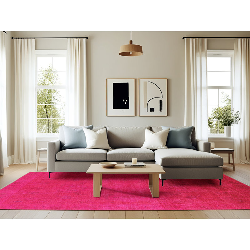 Tapis à motif oriental rose, Rectangle 6 pi x 9 pi