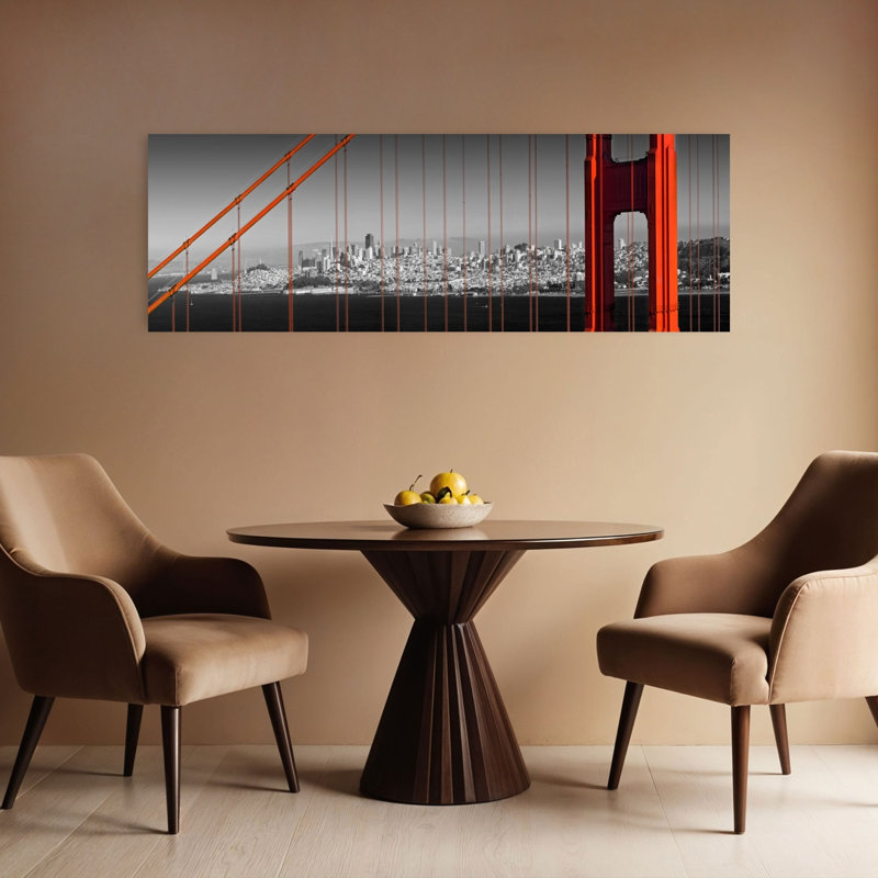 San Francisco, porte dorée, horizon tranquille, architecture abstraite, art mural, H 16 po x l 48 po