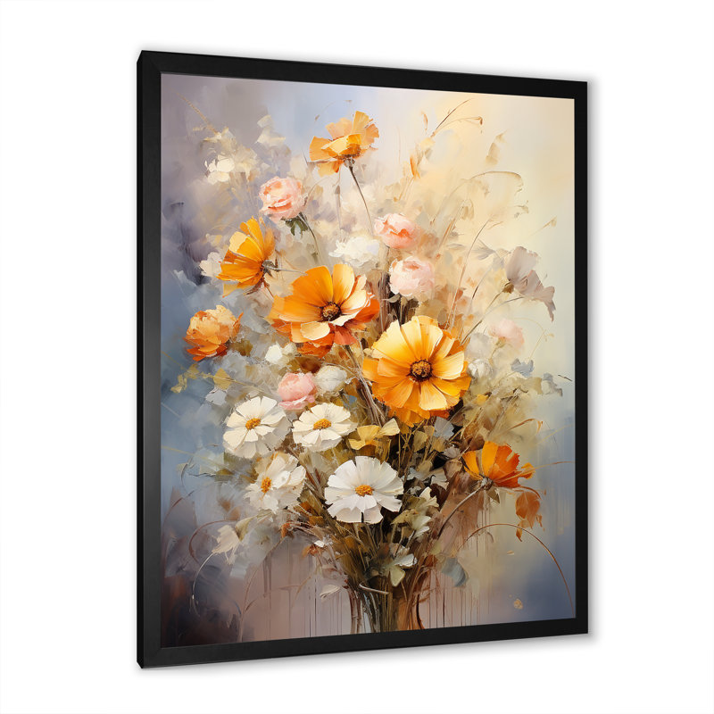 «Darb Beige Sunflowers», impression romantique sur toile, Cadre photo noir, H 20 po x l 12 po x P 1 po
