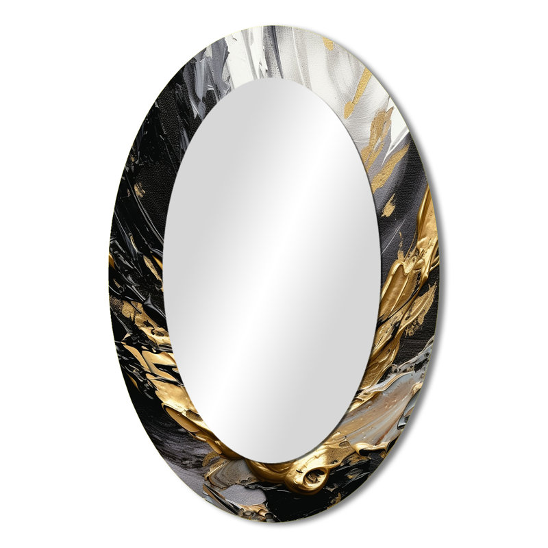 Miroir mural ovale doré Golden Wave Reflections, 36 po x 24 po