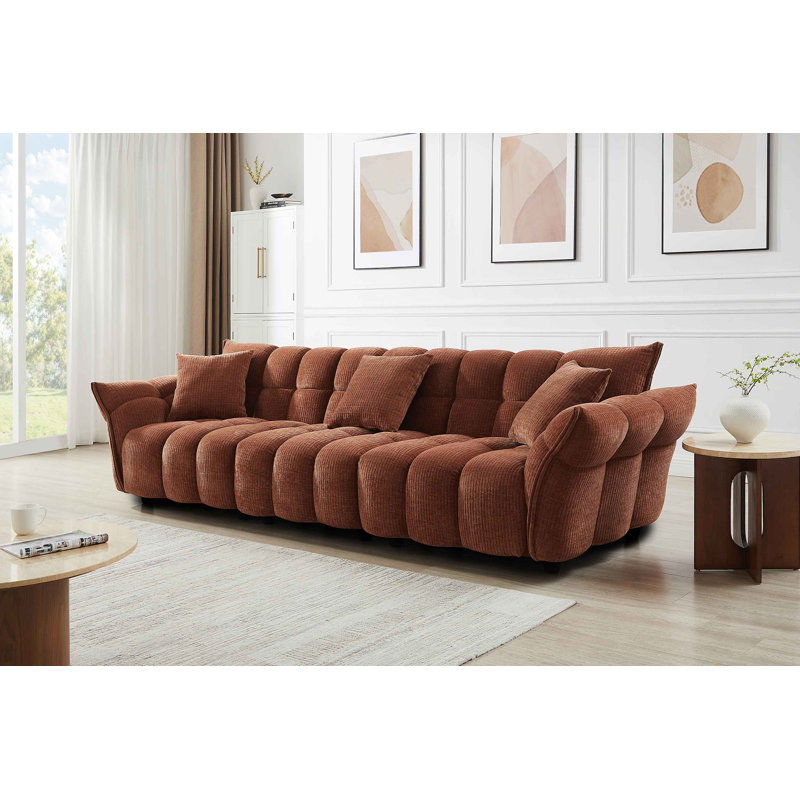 93.7" W Upholstered Modular Sofa, Rust, 4