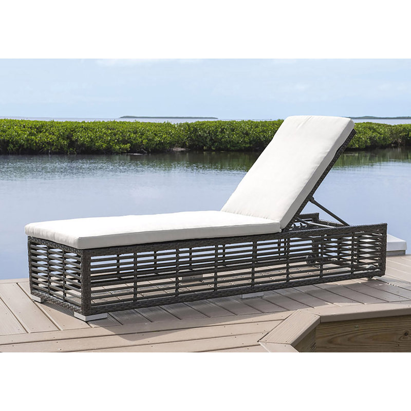 Chaise longue d'extérieur en graphite avec coussins, Standard