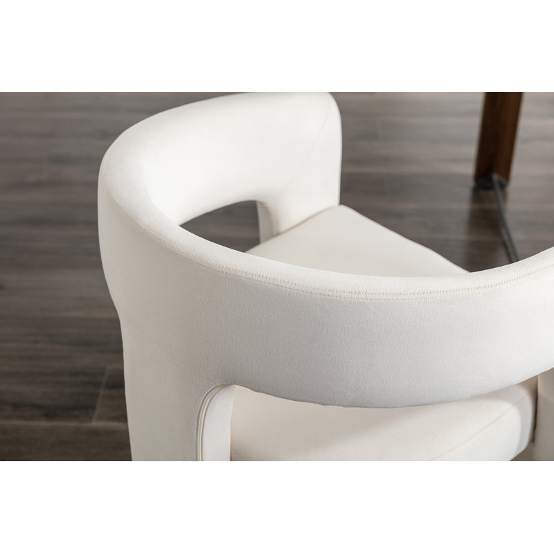 Ivory Velvet Upholstered Modern Side Chair Set