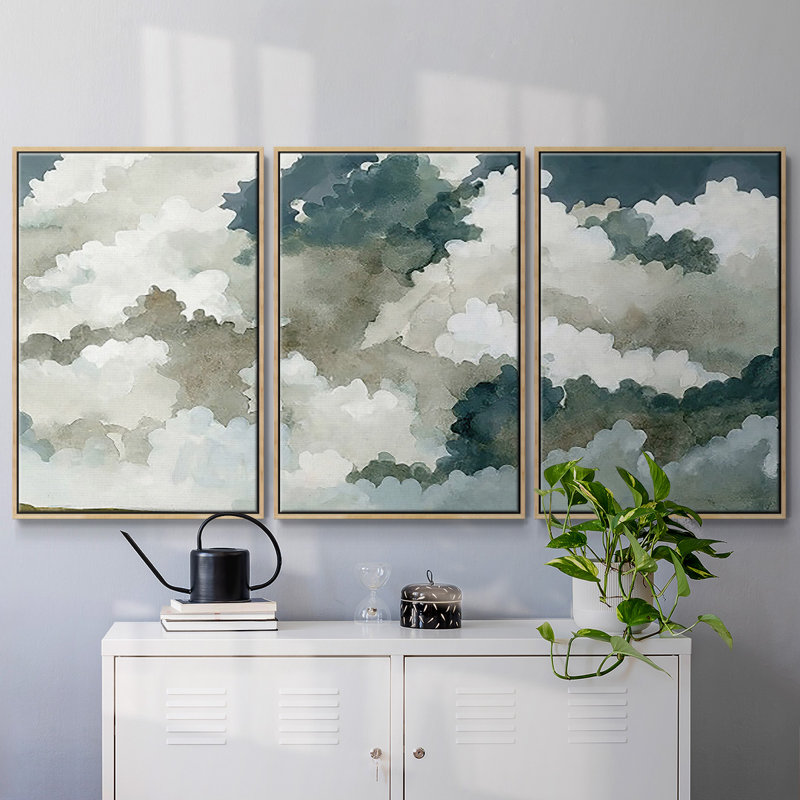 Vast Neutral Sky III - Toile encadrée multi-pièces, H 40 po x l 78 po, Encadré naturel