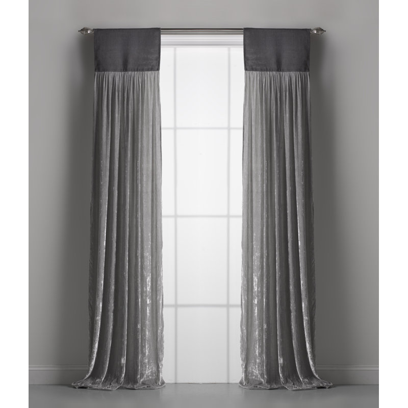 Paire de rideaux semi-transparents avec passe-tringle Luscious, Gris platine, l 18 po x L 96 po