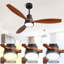 Ventilateur de plafond en bois 52 pouces avec 3 pales en bois massif Télécommande réversible avec moteur à courant continu-129418428-129418430