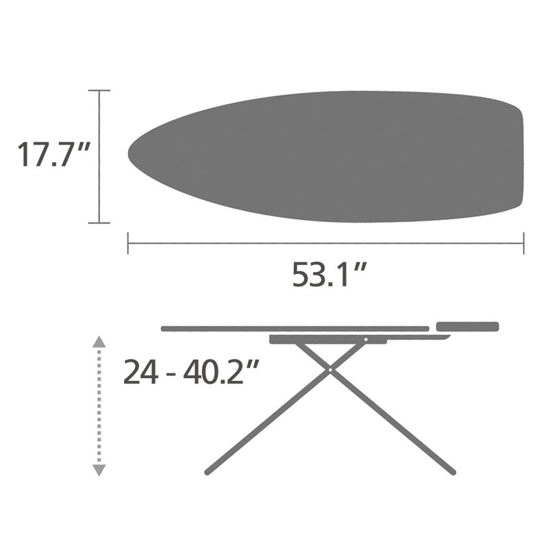 Brabantia Size D XL Ironing Board with Linen Rack and Heat Resistant Parking Zone Spring Bubbles Cover