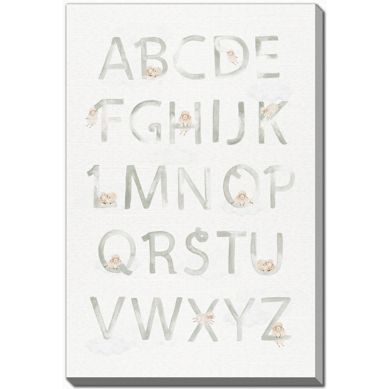 «Sheep Alphabet Green», art mural sur toile, H 60 po x l 38 po