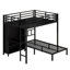 Lit superposé en métal avec bureau pliant, garde-robe à DEL