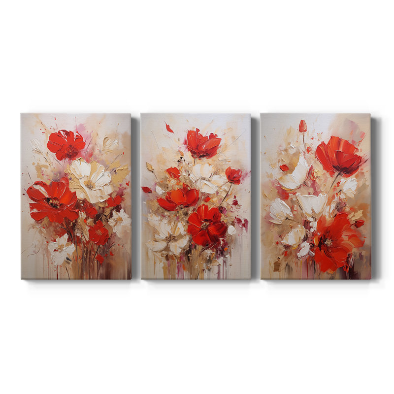 FLORAL Series CCCXXVI  -Custom Wrapped Gallery Canvas - 3 Pieces