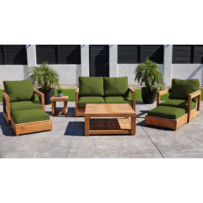 Stilijan Teak Patio Conversation Set with Sunbrella® Cushions