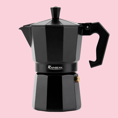 Bene Casa 4-cup espresso maker, black, milk frother, glass carafe