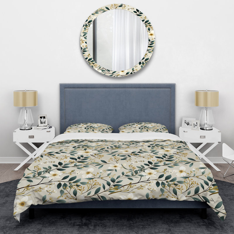 Ensemble de housse de couette White Poppies Minimalist Floral Elegance VII - Floral