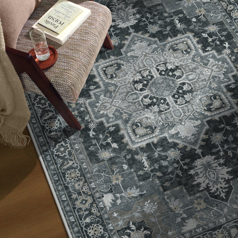Tapis oriental performance Roehit, Rectangle 6 pi x 9 pi, Noir / blanc