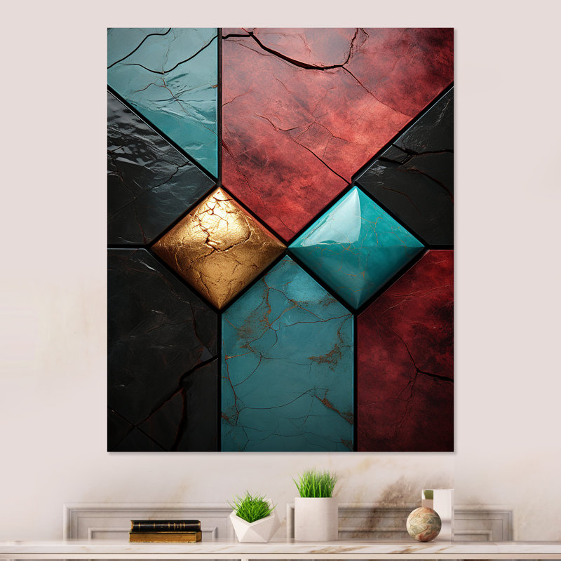 Carreaux de chevron bleu et rouge Elegance II, H 20 po x l 12 po x P 1 po